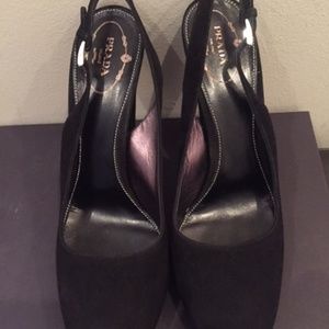 Prada suede sling back shoes